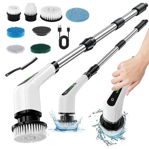 براش شستشو برقی شارژی ۲۵ وات JY-6010 اورجینال | ۹ سری کاربردی + دسته تلسکوپی + شارژ Type-C