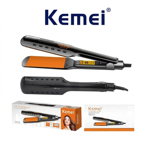 اتو مو سرامیکی کیمی اورجینال مدل KM-3114P | ۴ سطح تنظیم دما + نمایشگر LCD + المنت PTC + کابل ۲ متر