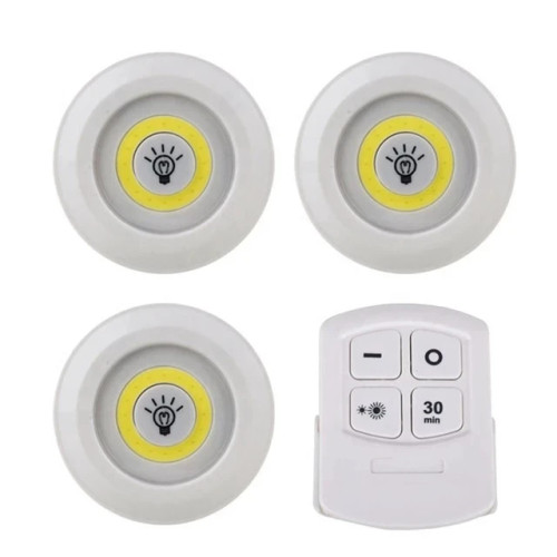 چراغ زیر کابینتی ریموت دار اورجینال 3in1 بسته ۳ عددی | LED مهتابی + ریموت کنترل + تنظیم شدت نور + تایمر خاموشی + نصب آسان