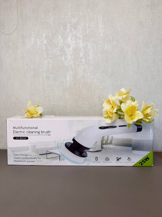 براش شستشو برقی شارژی ۲۵ وات JY-6010 اورجینال | ۹ سری کاربردی + دسته تلسکوپی + شارژ Type-C