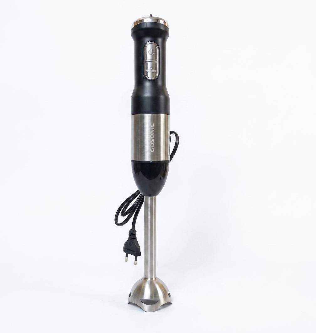 گوشت‌کوب برقی گوسونیک اورجینال ۱۲۰۰ وات مدل GSB-831 | موتور پرقدرت + دکمه توربو + تیغه ۴ پره ضد پاشش + تنظیم سرعت + کار مستقیم در قابلمه داغ | مناسب پوره، سوپ و اسموتی